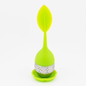 1pc/7pcs Tea Infuser Silicone Handle Stainless Steel Strainer Drip Tray Included - Loose Tea Steeper - Best Tea Infuser For Loose Leaf Or Herbal Tea (Color: 1 Pack Green)